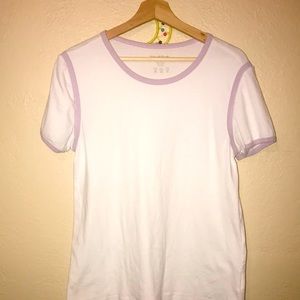 Modcloth white classic cotton tshirt with purple edges XL